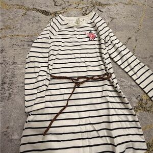 H&M Black and White Striped Kids Dress with Pink Floral Detail